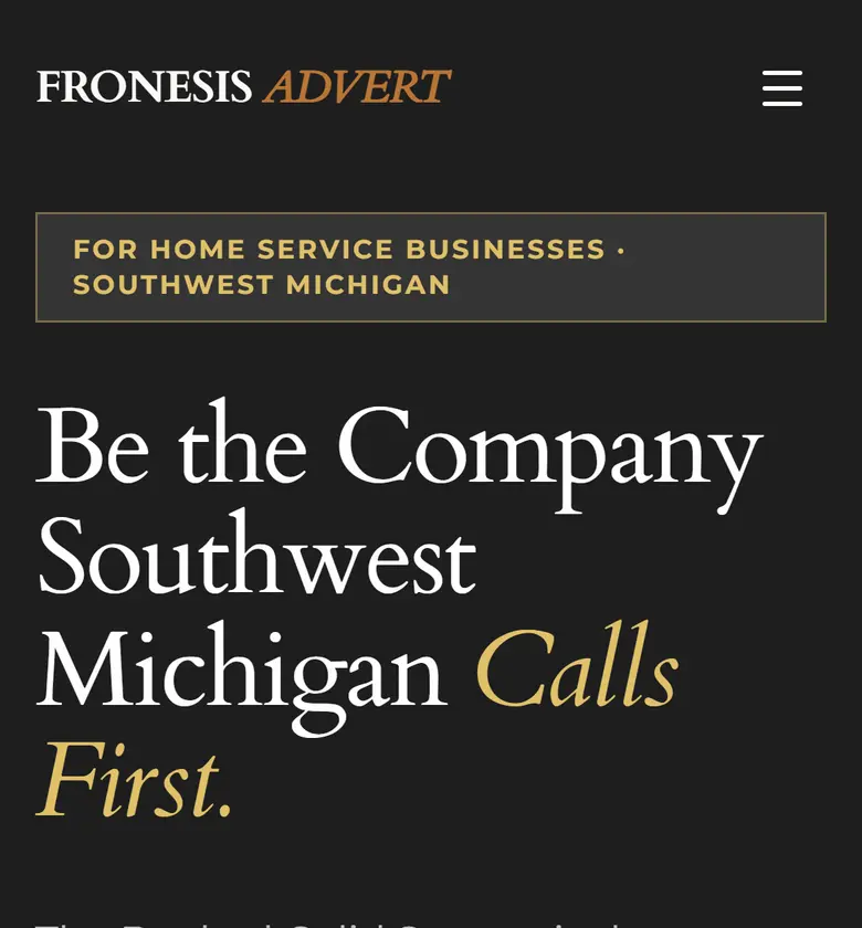 The homepage's first screen: a field of gold dots behind the headline, ordered on the left and drifting on the right.